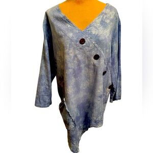 Cottonseed Wear Boho tie dye top Blue Medium 100% cotton mfg U.S.A